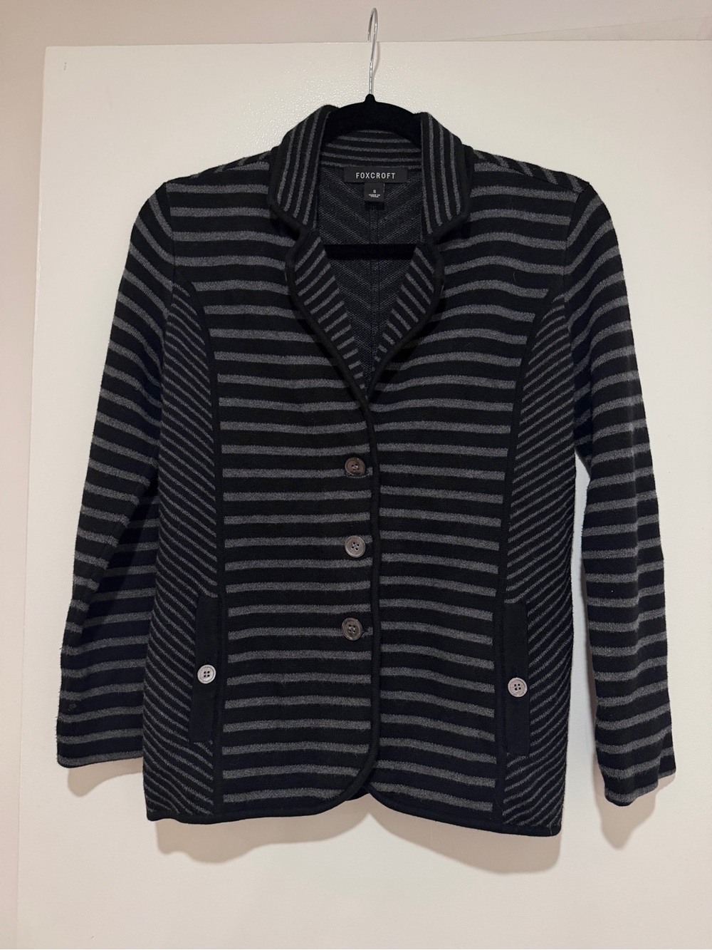 Foxcroft Striped Cardigan Knit Sweater Jacket